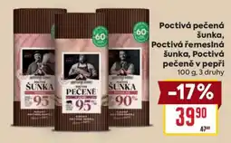 Billa Poctivá pečená šunka, Poctivá řemeslná šunka, Poctivá pečeně v pepři nabídka