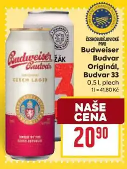 Billa Budweiser Budvar Original Budvar 33 nabídka