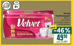 Billa Velvet Toaletní papír nabídka