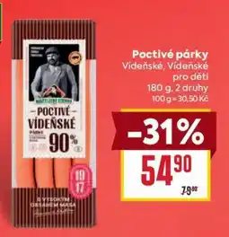 Billa Poctivé párky nabídka
