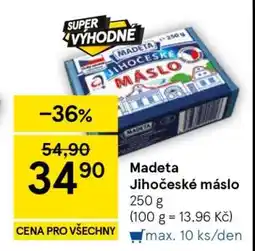 Tesco Madeta Jihočeské máslo nabídka