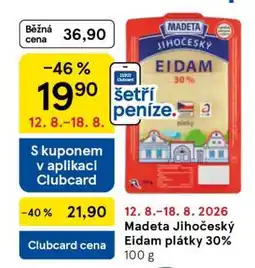 Tesco Madeta Jihočeský Eidam plátky 30% nabídka