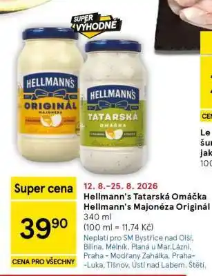 Tesco Hellmann's Tatarská omáčka Hellmann's Majonéza originál nabídka