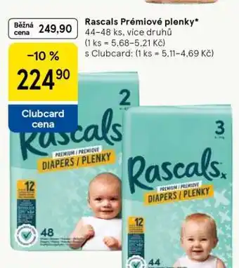 Tesco Rascals Prémiové plenky nabídka