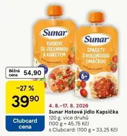 Tesco Sunar Hotové jídlo Kapsička nabídka