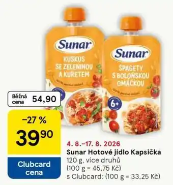Tesco Sunar Hotové jídlo Kapsička nabídka