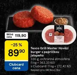 Tesco Tesco Grill Master Hovězí burger s papričkou Jalapeño nabídka