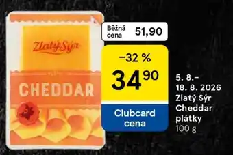 Tesco Zlatý sýr Cheddar plátky nabídka