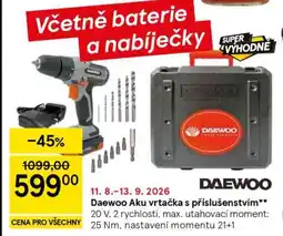 Tesco Daewoo Aku vrtačka s příslušenstvím nabídka