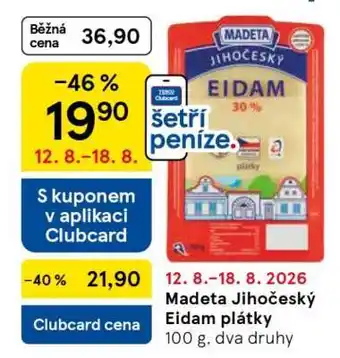 Tesco Madeta Jihočeský Eidam plátky nabídka