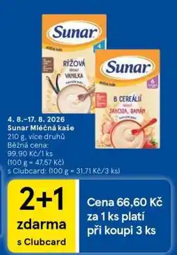 Tesco Sunar mléčná kaše nabídka