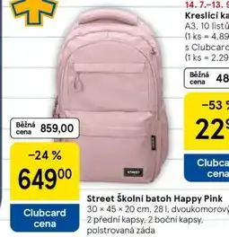 Tesco Street Školní batoh Happy Pink nabídka