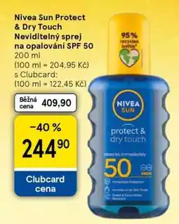 Tesco Nivea Sun Protect & Dry Touch Neviditelný sprej na opalování SPF 50 nabídka