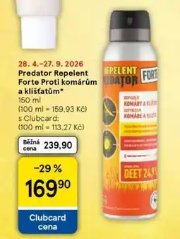 Tesco Predator Repelent Forte proti komárům a klíšťatům nabídka