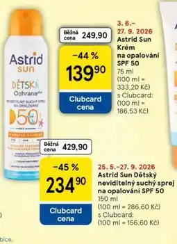 Tesco Astrid Sun Krém na opalování SPF 50 nabídka