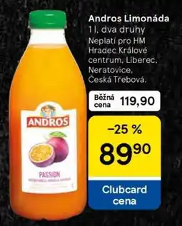 Tesco Andros limonáda nabídka