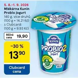 Tesco Mlékárna Kunín Probio jogurt nabídka