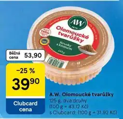Tesco A.W. Olomoucké tvarůžky nabídka