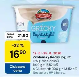 Tesco Zvolenský Řecký jogurt nabídka