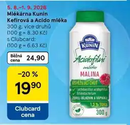 Tesco Mlékárna Kunín Kefírová a Acido mléka nabídka