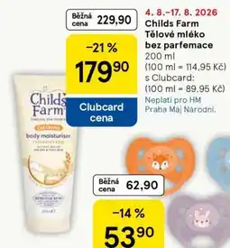 Tesco Childs Farm Tělové mléko bez parfemace nabídka