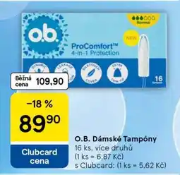 Tesco O.B. DÁMSKÉ TAMPONY nabídka