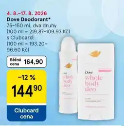 Tesco Dove Deodorant nabídka