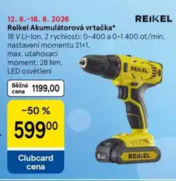 Tesco Reikel Akumulátorová vrtačka nabídka
