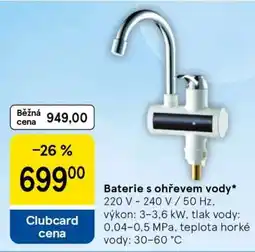 Tesco Baterie s ohřevem vody nabídka