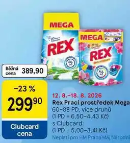 Tesco Rex Prací prostředek Mega, 60-88 PD, více druhů nabídka