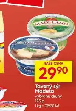 Hruška Tavený sýr Madeta vybrané druhy nabídka