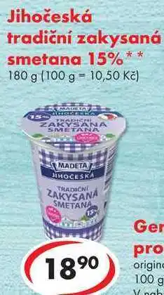 CBA Jihočeská tradiční zakysaná smetana 15% nabídka