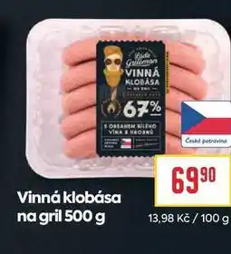 Billa Vinná klobása na gril nabídka