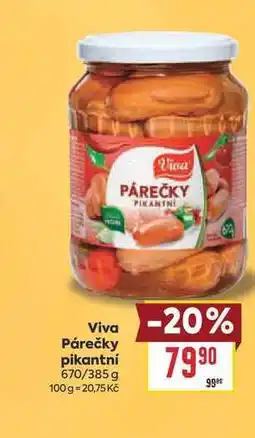Billa Viva Párečky pikantní 670/385 g nabídka