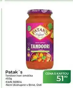 Tamda Foods Patak's Tandoori kari omáčka nabídka