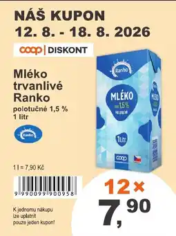 COOP DISKONT Mléko trvanlivé Ranko nabídka
