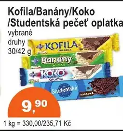 COOP DISKONT Kofila/Banány/Koko /Studentská pečeť oplatka nabídka