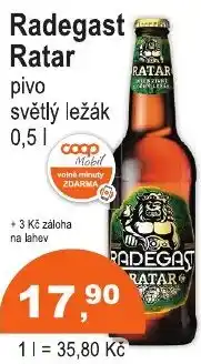 COOP DISKONT Radegast Ratar pivo světlý ležák nabídka