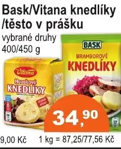 COOP DISKONT Bask/Vitana knedlíky /těsto v prášku nabídka
