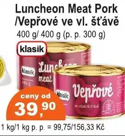 COOP DISKONT Luncheon Meat Pork /Vepřové ve vl. šťávě nabídka