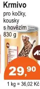 COOP DISKONT Krmivo pro kočky, kousky s hovězím nabídka