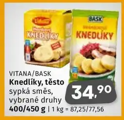 Coop VITANA/BASK Knedlíky, Těsto nabídka