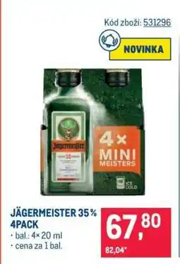 Makro JÄGERMEISTER 35 % 4PACK nabídka