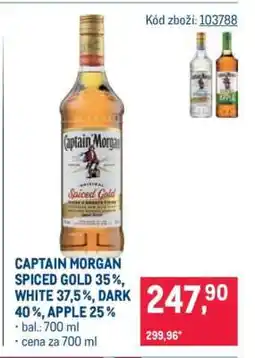 Makro CAPTAIN MORGAN SPICED GOLD 35 %, WHITE 37,5 %, DARK 40 %, APPLE 25 % nabídka