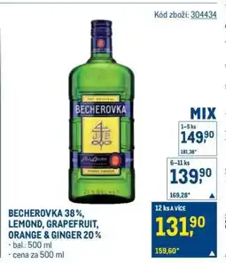 Makro BECHEROVKA 38%, LEMOND, GRAPEFRUIT, ORANGE & GINGER 20% nabídka