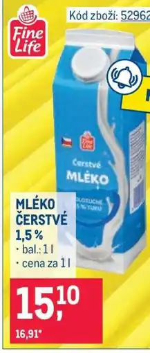 Makro Mléko čerstvé 1,5 % nabídka