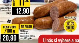 Jip Klobása vesnická papriková pálivá nabídka
