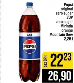 Jip Pepsi original zero sugar 7UP zero sugar Mirinda orange Mountain Dew nabídka