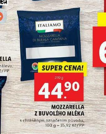 Lidl Mozzarella z buvoliho mléka nabídka