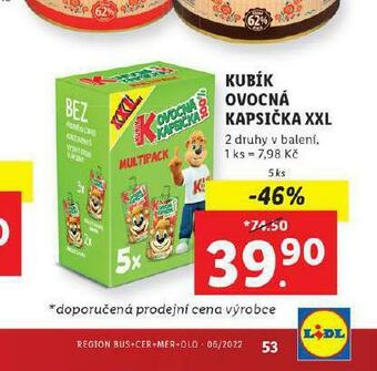 Lidl Kubík ovocná kapsička xxl nabídka